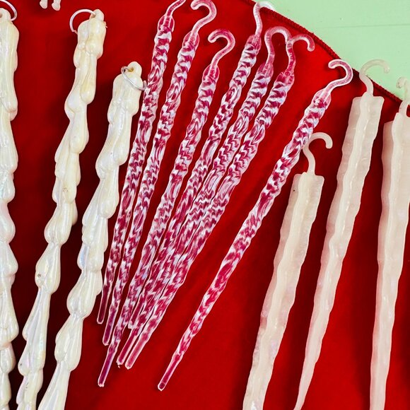 Vintage Christmas Icicle Ornament Lot 30+ pieces MCM Icicle Ornaments Xmas Decor - Picture 7 of 8